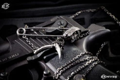 Bastinelli Knives Custom Long Silver Reaper Safety Pin Necklace 36" Chain