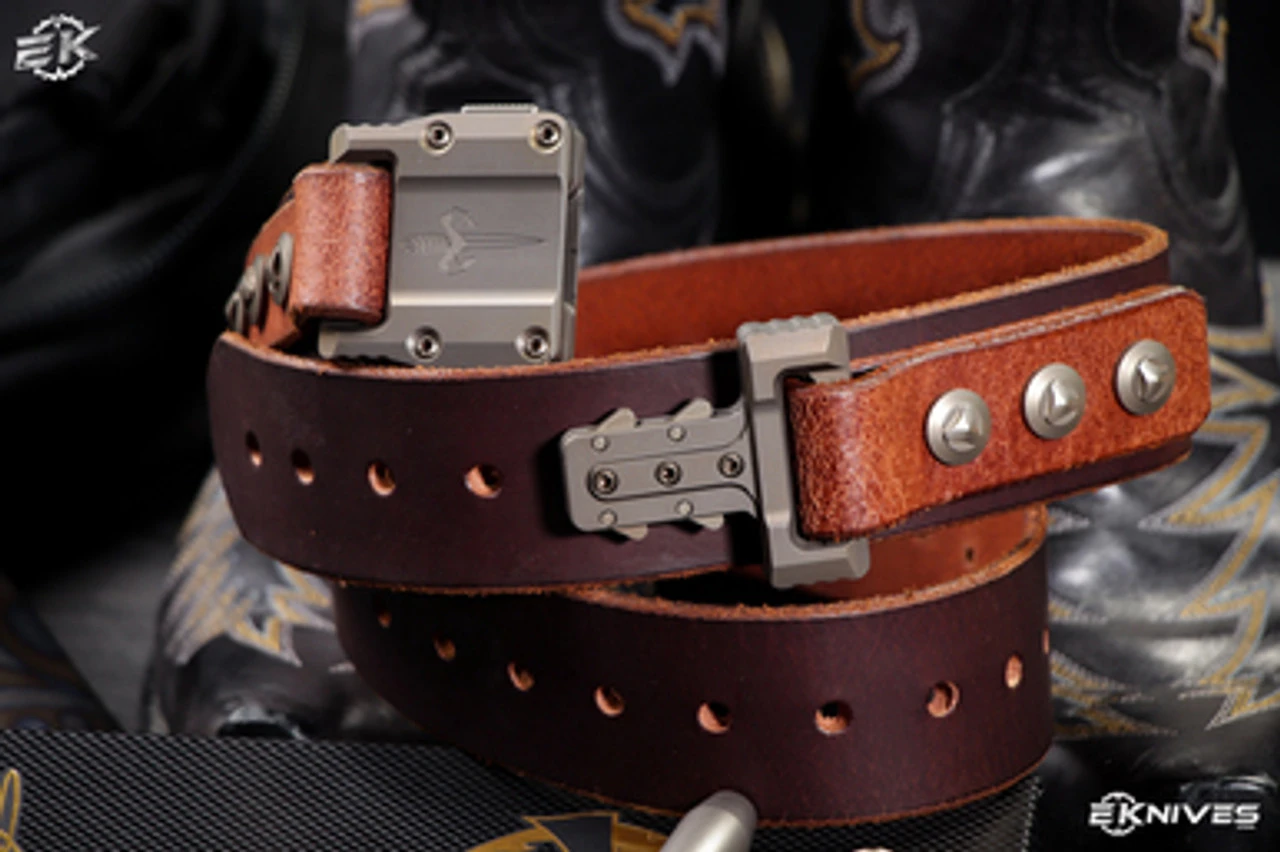Microtech/Marfione Custom "APIS" Belt (Womens), Dark Brown Buffalo Leather W/ Titanium Bronzed Hardware 4 Microtech/Marfione Custom "APIS" Belt (Womens), Dark Brown Buffalo Leather W/ Titanium Bronzed Hardware - Image 2