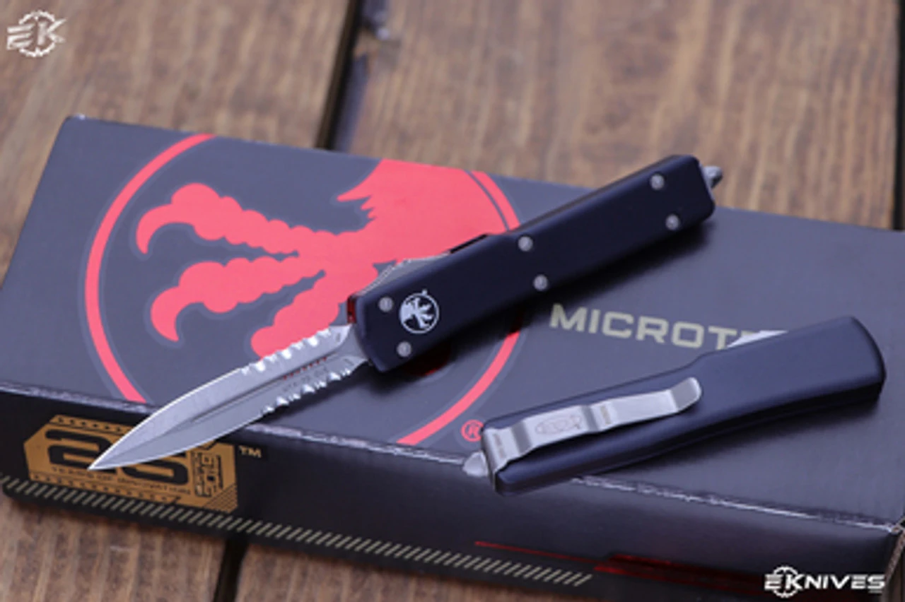Microtech UTX-70 OTF Automatic Knife 2.4" Dagger Stonewash Serrated 147-11 3 Microtech UTX-70 OTF Automatic Knife 2.4" Dagger Stonewash Serrated 147-11