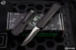 Heretic Knives Manticore E Black OTF Automatic Knife 3" Recurve Battleworn Black H029-8A