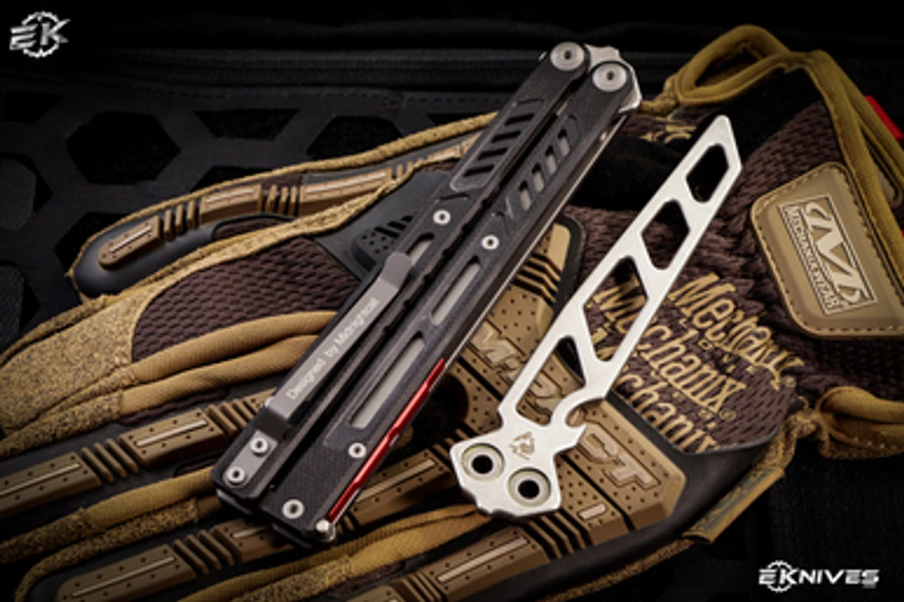 Maxace Banshee V2 Balisong Knife Black G10/Red Spacers 4.7" Satin Drop Point 8 Maxace Banshee V2 Balisong Knife Black G10/Red Spacers 4.7" Satin Drop Point - Image 6