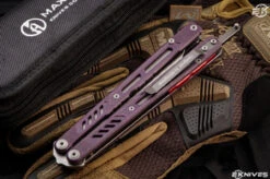 Maxace Banshee V2 Balisong Knife Purple G10/Red Spacers 4.7" Satin Drop Point -Best Knifes Shop img 7213 edit 04154.1642113407.386.513 83905.1644860235.386.513 00068.1647379313
