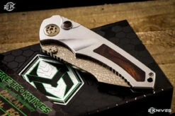 Heretic Knives Custom "Pariah" Dual Action Ironwood Inlay 4" Bronze Ball Bearing Damascus -Best Knifes Shop img 7566 edit 74241.1643300036.386.513 84828.1644860495.386.513 97756.1669236590