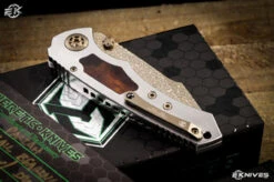 Heretic Knives Custom "Pariah" Dual Action Ironwood Inlay 4" Bronze Ball Bearing Damascus -Best Knifes Shop img 7567 edit 01954.1643300035.386.513 89876.1644860494.386.513 67037.1669236589