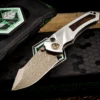 Heretic Knives Custom "Pariah" Dual Action Ironwood Inlay 4" Bronze Ball Bearing Damascus