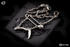 Bastinelli Knives Custom Short Silver Reaper Safety Pin Necklace 18" Chain